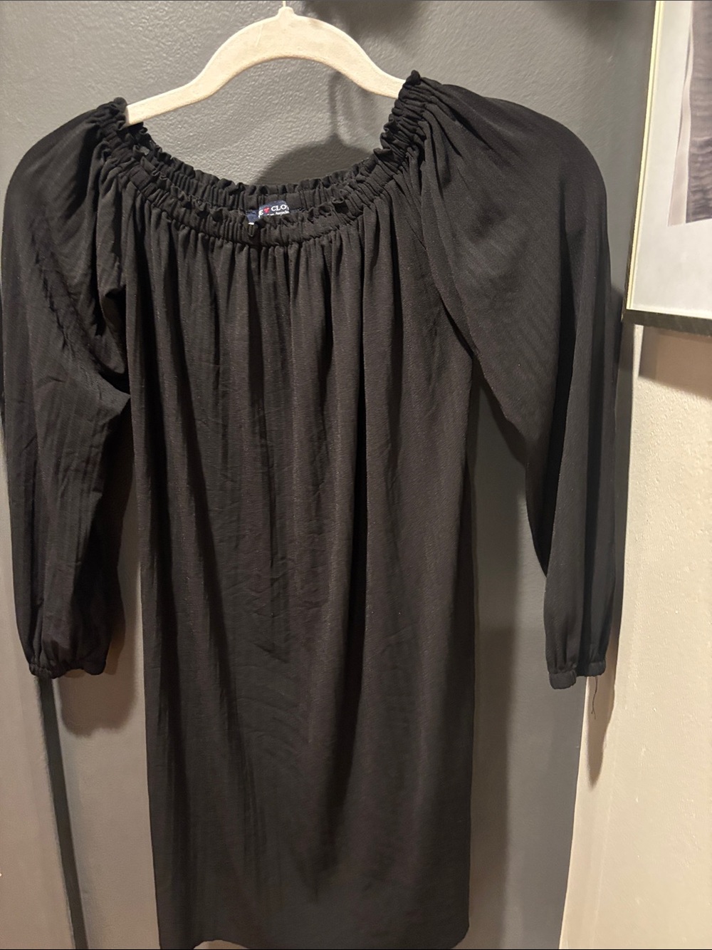 one clothing Black Off-Shoulder Smocked Dress